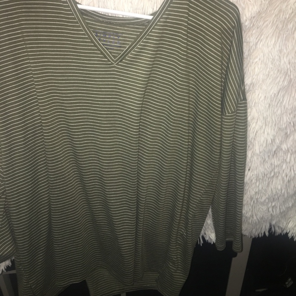 Green and white stripes 3/4 Sleeve